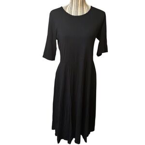 NEW Thread Times Dress XL Black Midi Fit & Flare Jersey Knit Soft Stretchy Rayon